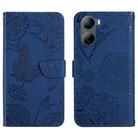 For ZTE Libero 5G IV Skin Feel Butterfly Peony Embossed Leather Phone Case(Blue) - 1