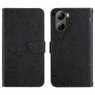 For ZTE Libero 5G IV Skin Feel Butterfly Peony Embossed Leather Phone Case(Black) - 1