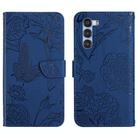 For ZTE nubia S 5G A403ZT Skin Feel Butterfly Peony Embossed Leather Phone Case(Blue) - 1