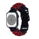 For Apple Watch SE 2023 44mm Dual-layer Braided Paracord Buckle Watch Band(Black Red) - 1