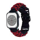 For Apple Watch Series 9 45mm Dual-layer Braided Paracord Buckle Watch Band(Black Red) - 1