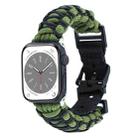 For Apple Watch Series 9 45mm Dual-layer Braided Paracord Buckle Watch Band(Army Green Black) - 1