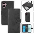 For iPhone 16 Plus 2 in 1 Detachable Phone Leather Case(Black) - 1