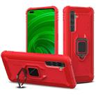 For OPPO Realme X50 Pro Carbon Fiber Protective Case with 360 Degree Rotating Ring Holder(Red) - 1