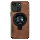For iPhone 14 i.Crystal Lambskin Fulcrum Support Phone Case(Brown) - 1