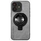 For iPhone 12 i.Crystal Lambskin Fulcrum Support Phone Case(Light Grey) - 1