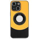 For iPhone 15 Plus Contrast Color Logo Display Magnetic Phone Case(Yellow Black) - 1
