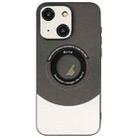 For iPhone 14 Plus Contrast Color Logo Display Magnetic Phone Case(Black Silver) - 1