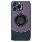 For iPhone 13 Pro Max Contrast Color Logo Display Magnetic Phone Case(Purple Black) - 1