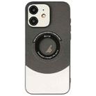 For iPhone 12 Contrast Color Logo Display Magnetic Phone Case(Black Silver) - 1