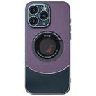 For iPhone 11 Pro Max Contrast Color Logo Display Magnetic Phone Case(Purple Black) - 1
