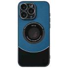 For iPhone 11 Pro Max Contrast Color Logo Display Magnetic Phone Case(Blue Black) - 1