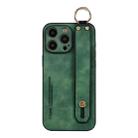 For iPhone 15 Pro Lambskin Wristband Holder Phone Case(Green) - 1