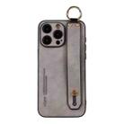 For iPhone 15 Pro Lambskin Wristband Holder Phone Case(Light Grey) - 1