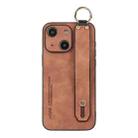 For iPhone 15 Lambskin Wristband Holder Phone Case(Khaki) - 1