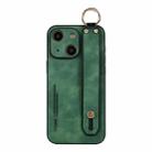 For iPhone 14 Plus Lambskin Wristband Holder Phone Case(Green) - 1