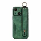 For iPhone 14 Lambskin Wristband Holder Phone Case(Green) - 1