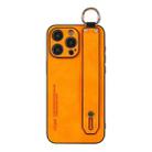 For iPhone 14 Pro Max Lambskin Wristband Holder Phone Case(Orange) - 1