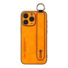 For iPhone 11 Pro Max Lambskin Wristband Holder Phone Case(Orange) - 1