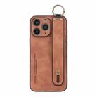 For iPhone 11 Pro Max Lambskin Wristband Holder Phone Case(Khaki) - 1