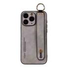 For iPhone 11 Pro Max Lambskin Wristband Holder Phone Case(Light Grey) - 1