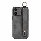 For iPhone 11 Lambskin Wristband Holder Phone Case(Grey) - 1