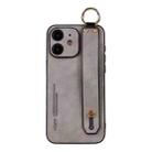 For iPhone 11 Lambskin Wristband Holder Phone Case(Light Grey) - 1