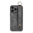 For iPhone 11 Pro Lambskin Wristband Holder Phone Case(Grey) - 1