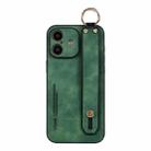 For iPhone 16 Lambskin Wristband Holder Phone Case(Green) - 1