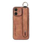 For iPhone 16 Lambskin Wristband Holder Phone Case(Khaki) - 1