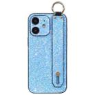 For iPhone 12 Flash Diamond Wristband Holder Phone Case(Flash Blue) - 1