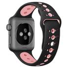 For Apple Watch Series 7 41mm / 6 & SE & 5 & 4 40mm / 3 & 2 & 1 38mm Two-tone Porous Silicone Watch Band(Black Pink) - 1