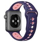 For Apple Watch Series 7 41mm / 6 & SE & 5 & 4 40mm / 3 & 2 & 1 38mm Two-tone Porous Silicone Watch Band(Purple Pink) - 1