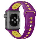 For Apple Watch Series 7 41mm / 6 & SE & 5 & 4 40mm / 3 & 2 & 1 38mm Two-tone Porous Silicone Watch Band(Purple Yellow) - 1