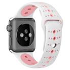 For Apple Watch Ultra 49mm / Series 8&7 45mm / SE 2&6&SE&5&4 44mm / 3&2&1 42mm Two-tone Porous Silicone Watch Band(White Pink) - 1