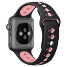 For Apple Watch Series 7 45mm / 6 & SE & 5 & 4 44mm / 3 & 2 & 1 42mm Two-tone Porous Silicone Watch Band(Black Pink) - 1