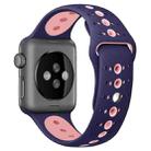 For Apple Watch Series 7 45mm / 6 & SE & 5 & 4 44mm / 3 & 2 & 1 42mm Two-tone Porous Silicone Watch Band(Purple Pink) - 1