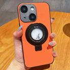 For iPhone 15 Plus Skin Feel Armor Magnetic Holder Phone Case(Orange) - 1