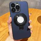 For iPhone 13 Pro Skin Feel Armor Magnetic Holder Phone Case(Dark Blue) - 1