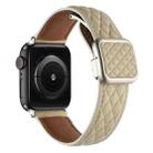 For Apple Watch SE 2023 44mm Rhombus Pattern Magnetic Square Buckle Leather Watch Band(Starlight Color) - 1