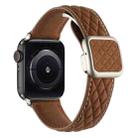 For Apple Watch Ultra 2 49mm Rhombus Pattern Magnetic Square Buckle Leather Watch Band(Dark Brown) - 1