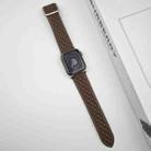 For Apple Watch Series 9 45mm Rhombus Pattern Magnetic Square Buckle Leather Watch Band(Dark Coffee) - 2