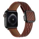 For Apple Watch Series 9 45mm Rhombus Pattern Magnetic Square Buckle Leather Watch Band(Red) - 1