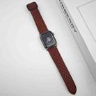 For Apple Watch Series 9 45mm Rhombus Pattern Magnetic Square Buckle Leather Watch Band(Red) - 2