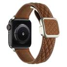 For Apple Watch Series 9 41mm Rhombus Pattern Magnetic Square Buckle Leather Watch Band(Dark Brown) - 1