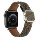 For Apple Watch Series 9 41mm Rhombus Pattern Magnetic Square Buckle Leather Watch Band(Brown) - 1