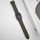 For Apple Watch SE 2022 44mm Rhombus Pattern Magnetic Square Buckle Leather Watch Band(Army Green) - 2