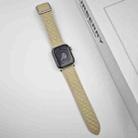 For Apple Watch SE 2022 44mm Rhombus Pattern Magnetic Square Buckle Leather Watch Band(Starlight Color) - 2