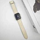 For Apple Watch Series 7 41mm Rhombus Pattern Magnetic Square Buckle Leather Watch Band(Creamy White) - 2