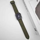 For Apple Watch SE 44mm Rhombus Pattern Magnetic Square Buckle Leather Watch Band(Army Green) - 2